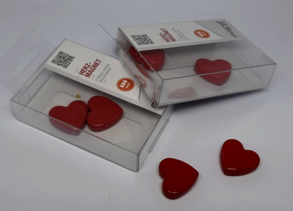 Magnetpins in Herzform / rot / 100 Stück / Sonderposten